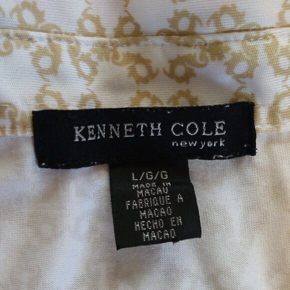 Kenneth Cole New York Men's Gold and White Button Up Shirt Size L - Picture 2 of 2